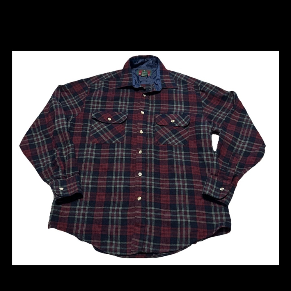Vintage Mervyns Flannel Shirt Mens Medium Red Blue Plaid High Sierra 90s Buttons